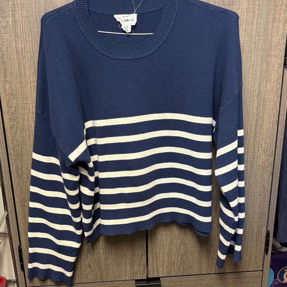 For The Republic Navy and White Striped Sweater